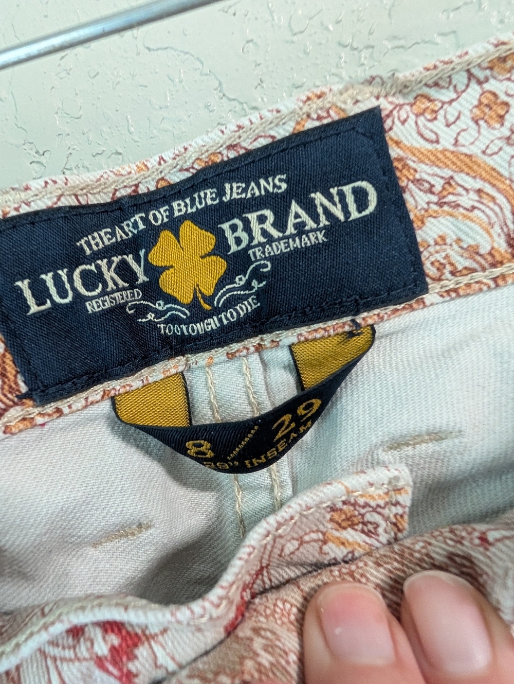 Patchwork Skinny Jeans 8 Blush Low Rise Paisley Floral Boho Festival Denim Fem - Picture 3 of 9